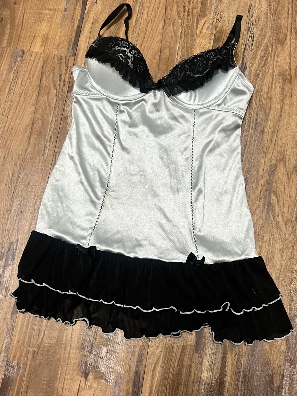 Black & Ivory Lace Trim Slip Dress - Women Intimates